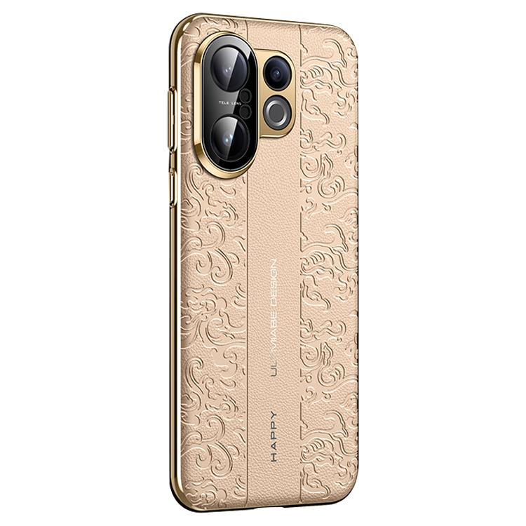 

For vivo S30 Pro mini Cloud Dragon Pattern Plain Leather PC Phone Case(Gold)