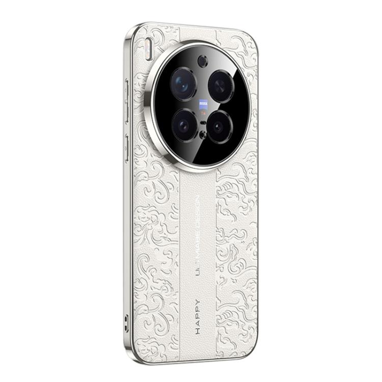 

For vivo X300 Pro Cloud Dragon Pattern Plain Leather PC Phone Case(White)