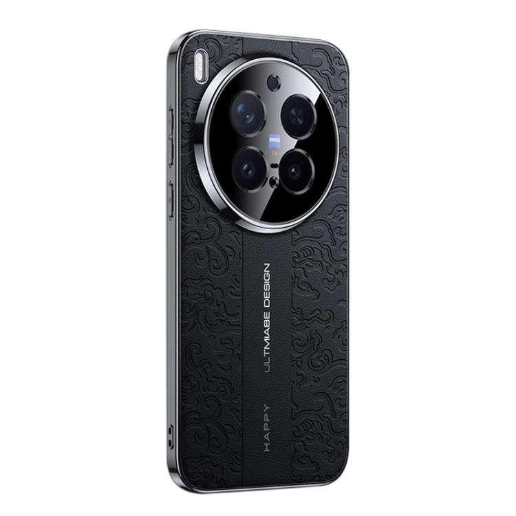 

For vivo X300 Pro Cloud Dragon Pattern Plain Leather PC Phone Case(Black)