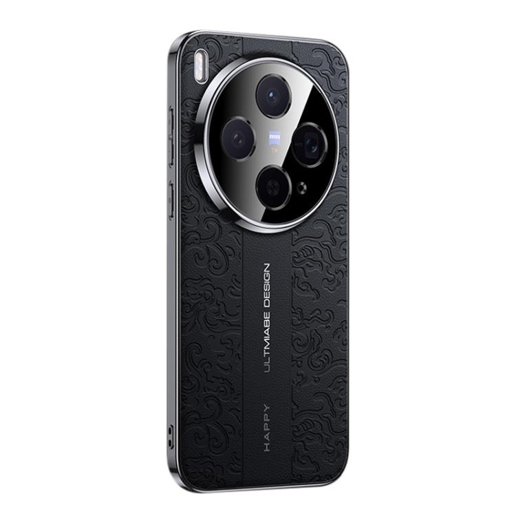 

For vivo X300 Cloud Dragon Pattern Plain Leather PC Phone Case(Black)