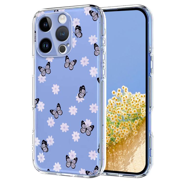 

For iPhone 13 Pro Max Flower Pattern Painted TPU Phone Case(Little Butterfly)