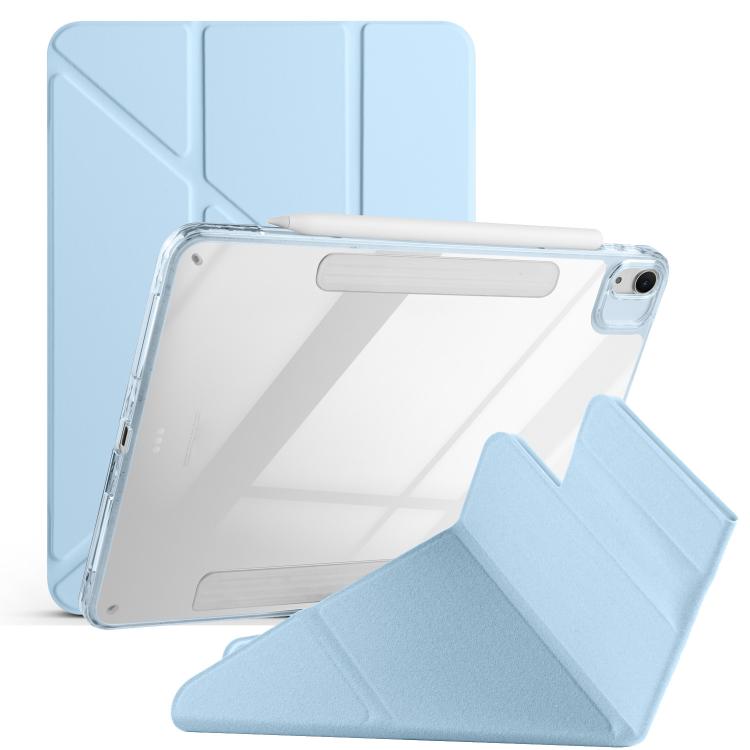 

For iPad Air 11 2024 / 2025 Magnetic Detachable Dual-Clasp Acrylic Deformation Leather Tablet Case(Ice Blue)