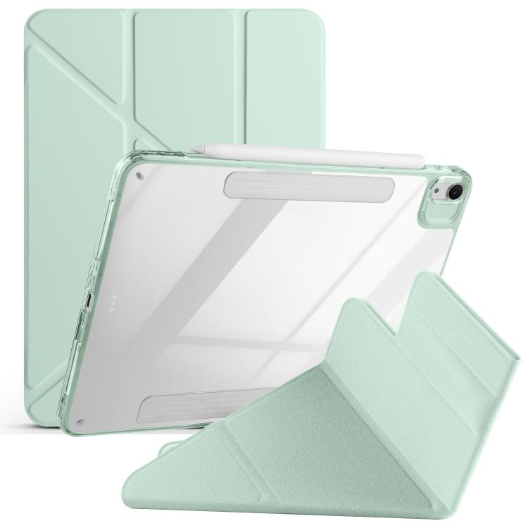 

For iPad Air 11 2024 / 2025 Magnetic Detachable Dual-Clasp Acrylic Deformation Leather Tablet Case(Baby Green)