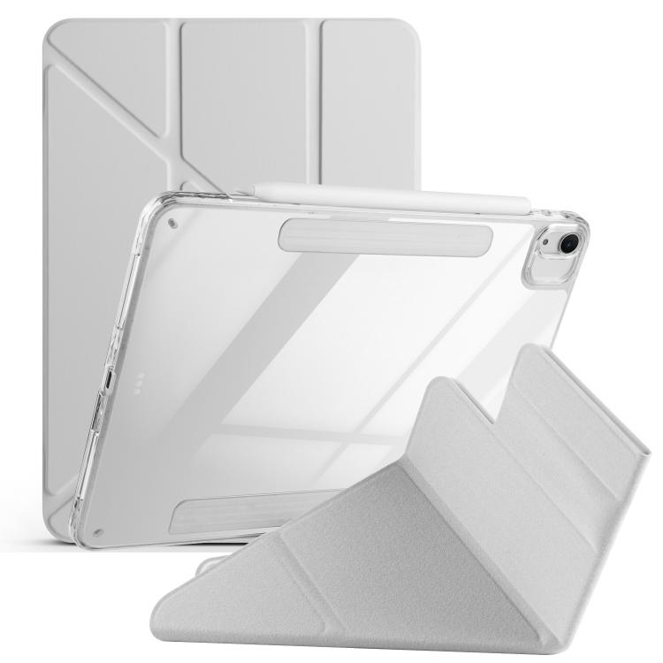 

For iPad Air 13 2024 / 2025 Magnetic Detachable Dual-Clasp Acrylic Deformation Leather Tablet Case(Grey)