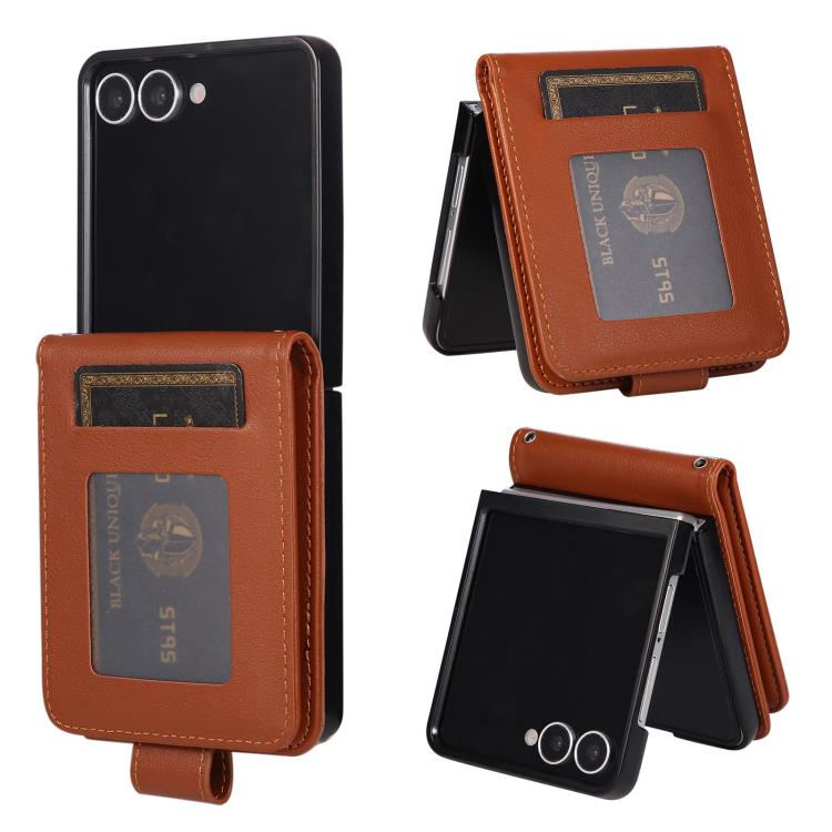 

For Samsung Galaxy Z Flip7 5G 3-Card Slots Multifunctional Leather Phone Case(Brown)