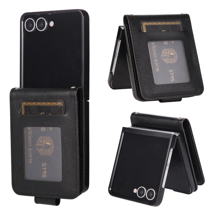 

For Samsung Galaxy Z Flip7 5G 3-Card Slots Multifunctional Leather Phone Case(Black)
