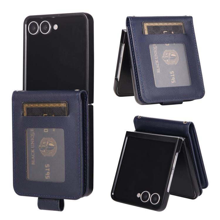 

For Samsung Galaxy Z Flip7 5G 3-Card Slots Multifunctional Leather Phone Case(Blue)
