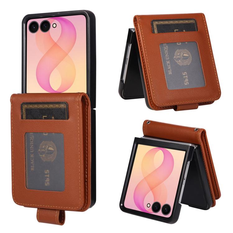 For Galaxy Z Flip8 5G 3-Card Slots Multifunctional Leather Phone Case(Brown)
