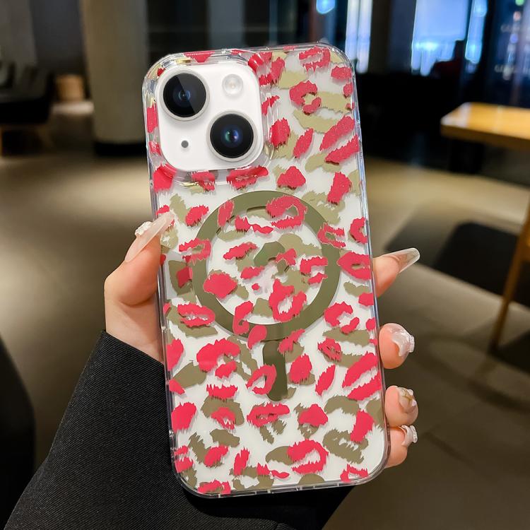 

For iPhone 13 Leopard MagSafe Dual-side Laminating IMD Phone Case(Pink)