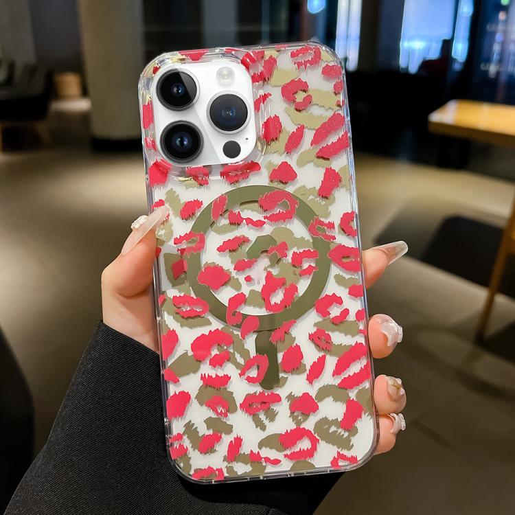 

For iPhone 13 Pro Max Leopard MagSafe Dual-side Laminating IMD Phone Case(Pink)