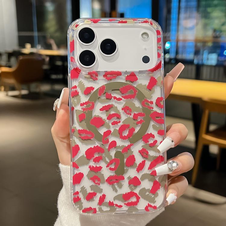 

For iPhone 17 Pro Max Leopard MagSafe Dual-side Laminating IMD Phone Case(Pink)
