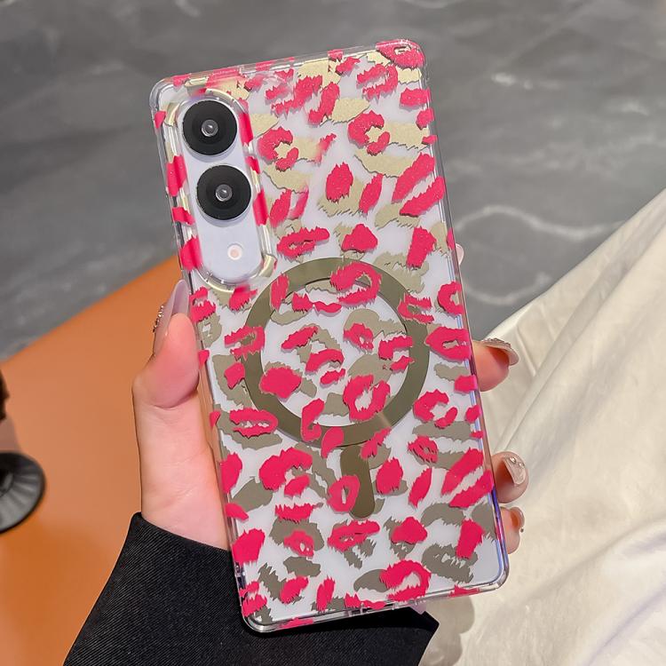 

For Samsung Galaxy S25 Edge 5G Leopard MagSafe Dual-side Laminating IMD Phone Case(Pink)