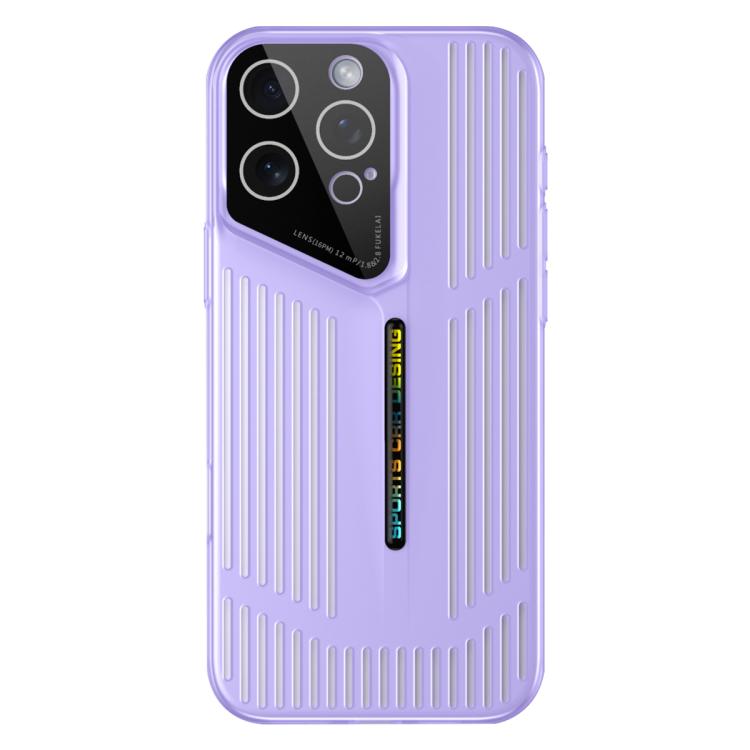 

For iPhone 16 Pro Max Cooling Frosted Translucent Hollow Heat Dissipation Phone Case(Purple)
