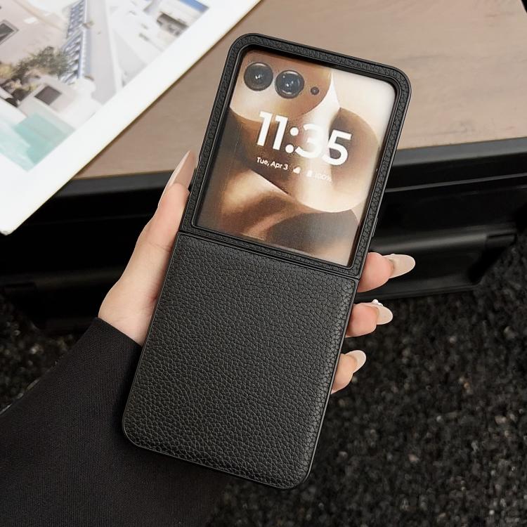 

For Motorola Razr 60 Ultra Litchi Texture Folding Back Cover Phone Case(Black)