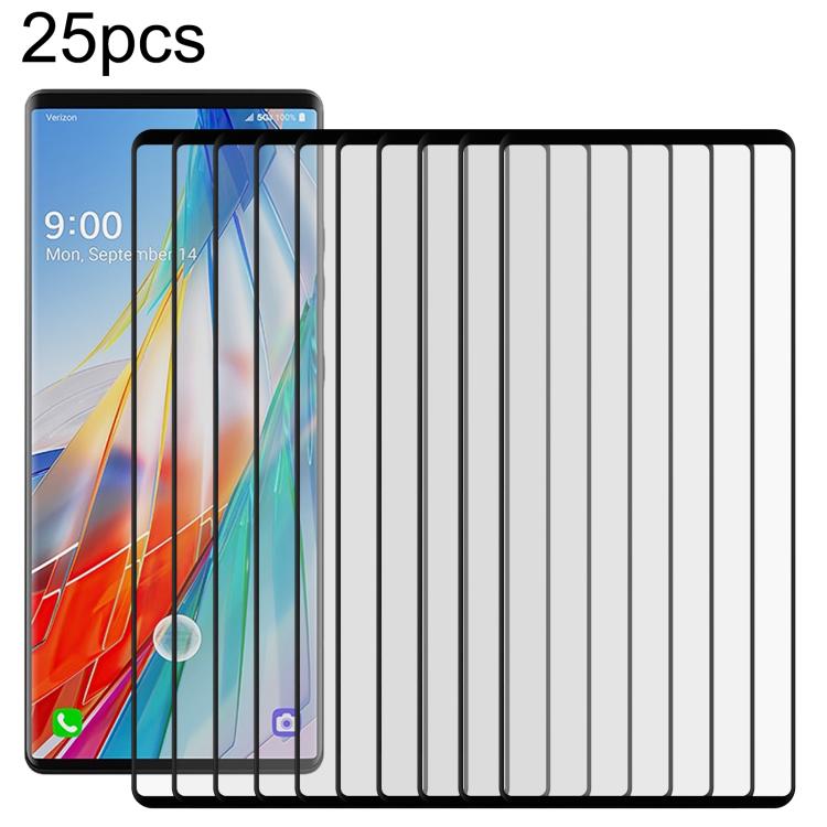 

For LG Wing 5G 25pcs Full Glue 9H HD 3D Curved Edge Tempered Glass Film(Black)
