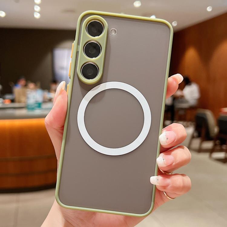 

For Samsung Galaxy S21 FE 5G Hawkeye Skin Feel MagSafe Phone Case(Army Green)