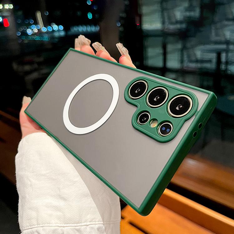 

For Samsung Galaxy S23 Ultra 5G Hawkeye Skin Feel MagSafe Phone Case(Dark Green)