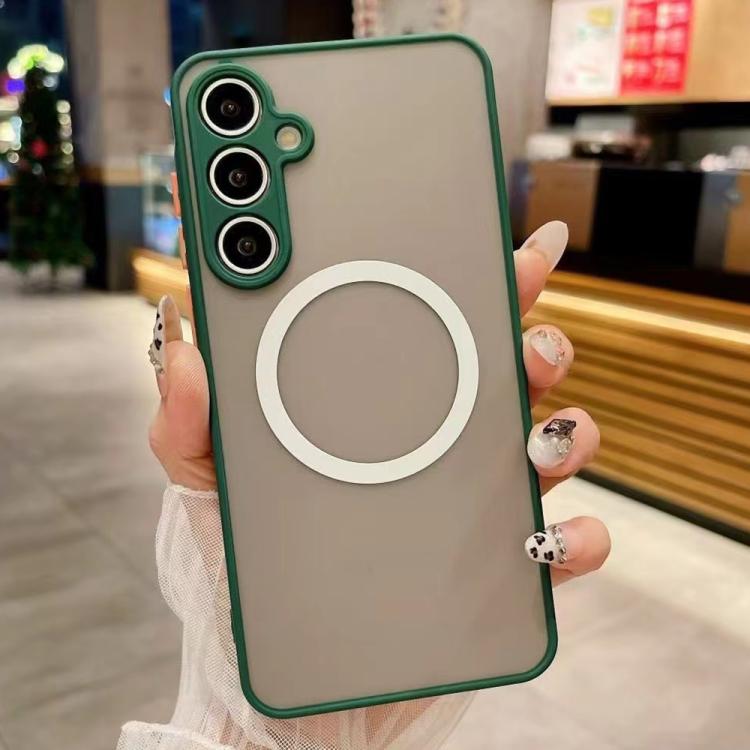 For Samsung Galaxy S25+ 5G Hawkeye Skin Feel MagSafe Phone Case(Dark Green)