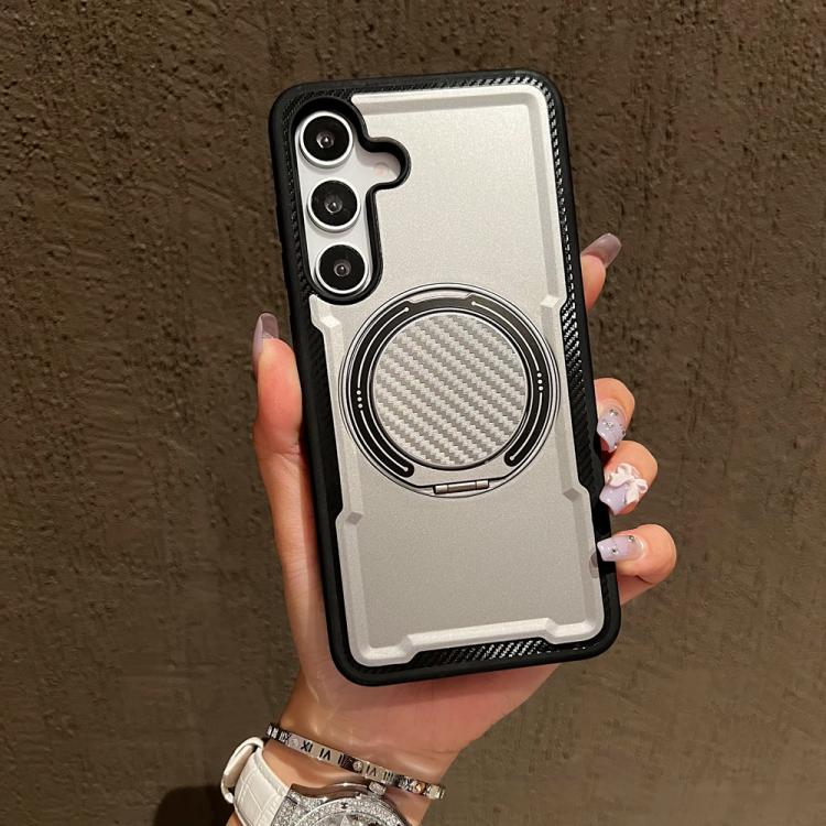 

For Samsung Galaxy S25 / S24 5G Metal 360 Degree Rotation Holder MagSafe Phone Case(Grey)