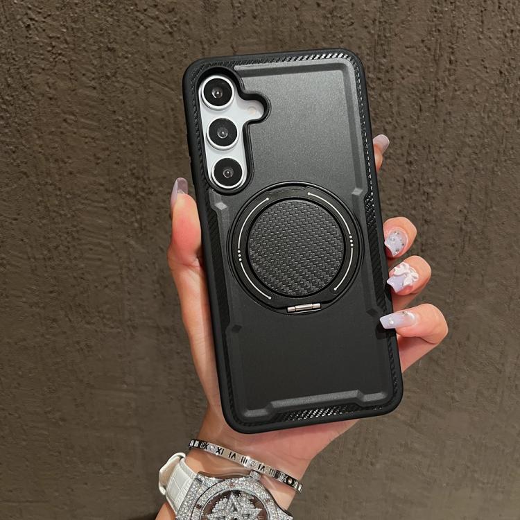 

For Samsung Galaxy S25+ / S24+ 5G Metal 360 Degree Rotation Holder MagSafe Phone Case(Black)