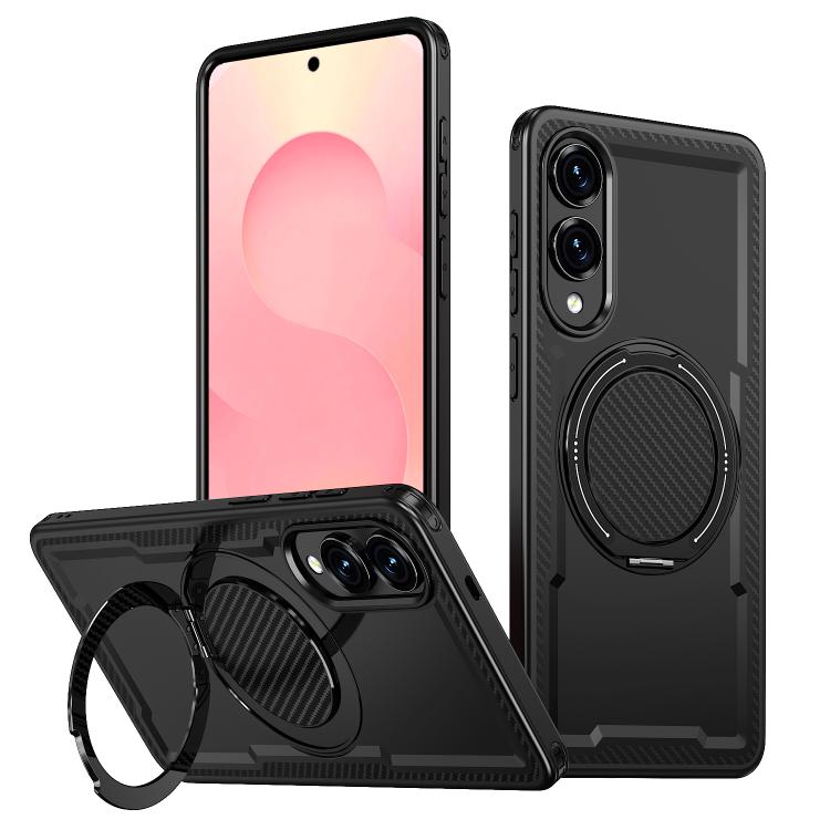 

For Samsung Galaxy S25 Edge 5G Metal 360 Degree Rotation Holder MagSafe Phone Case(Black)