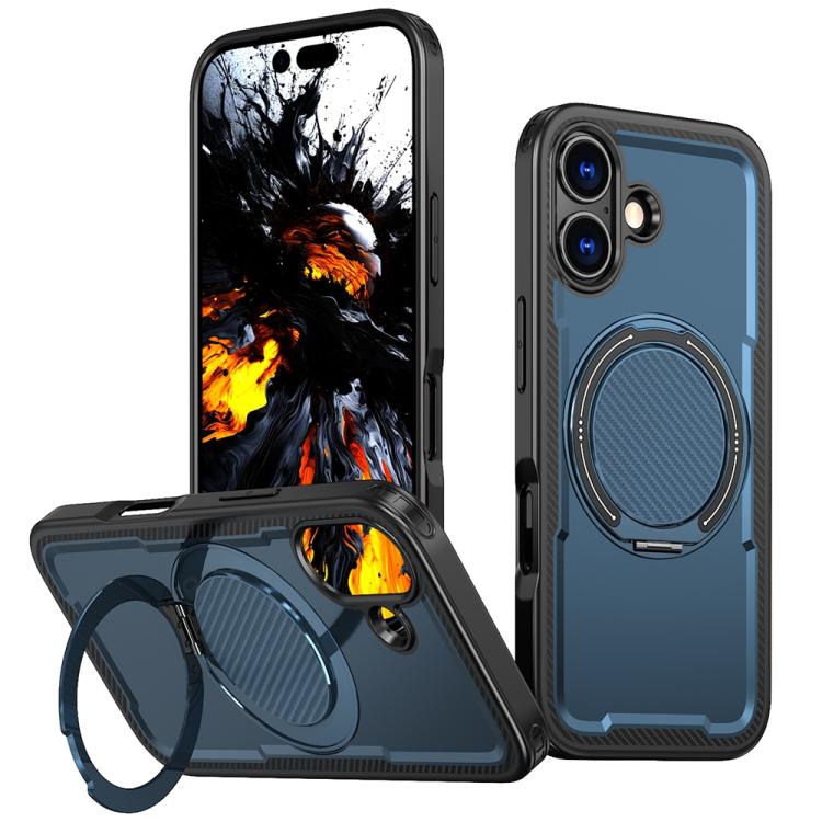 

For iPhone 17 Metal 360 Degree Rotation Holder MagSafe Phone Case(Navy Blue)