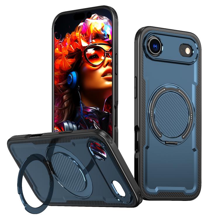 

For iPhone Air Metal 360 Degree Rotation Holder MagSafe Phone Case(Navy Blue)