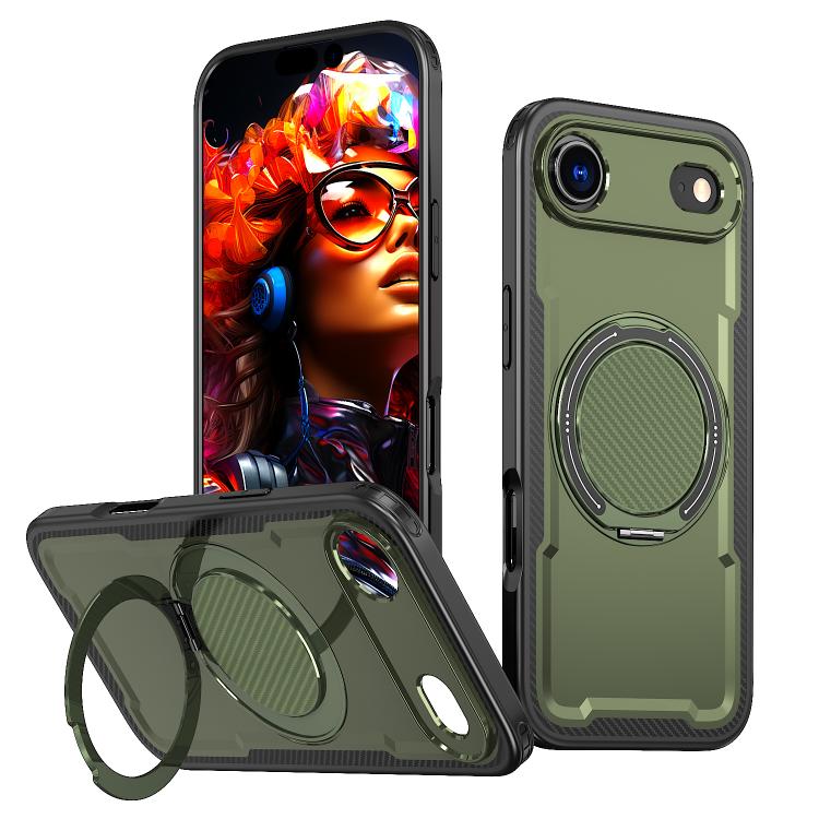 

For iPhone Air Metal 360 Degree Rotation Holder MagSafe Phone Case(Olive Green)