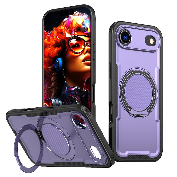 

For iPhone Air Metal 360 Degree Rotation Holder MagSafe Phone Case(Purple)