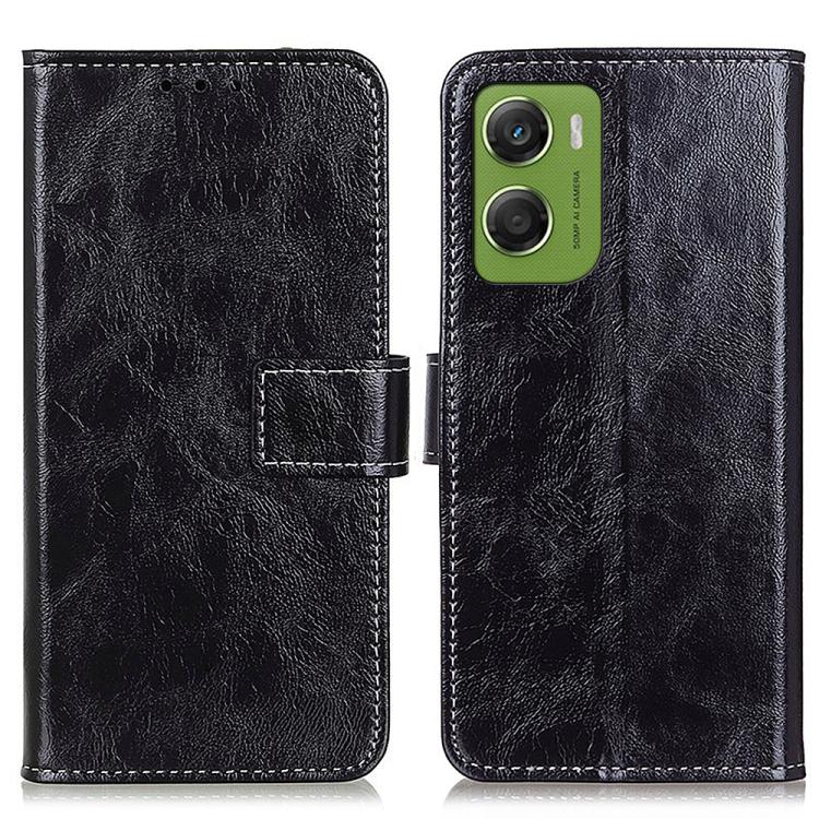 

For Motorola Moto G06 4G Retro Crazy Horse Texture Leather Phone Case(Black)