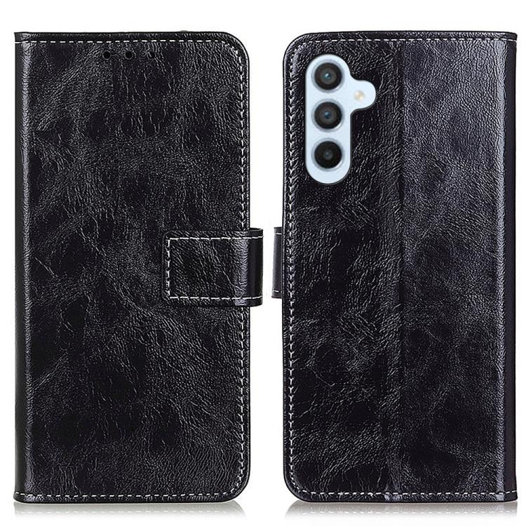 

For Samsung Galaxy S25 FE 5G Retro Crazy Horse Texture Leather Phone Case(Black)