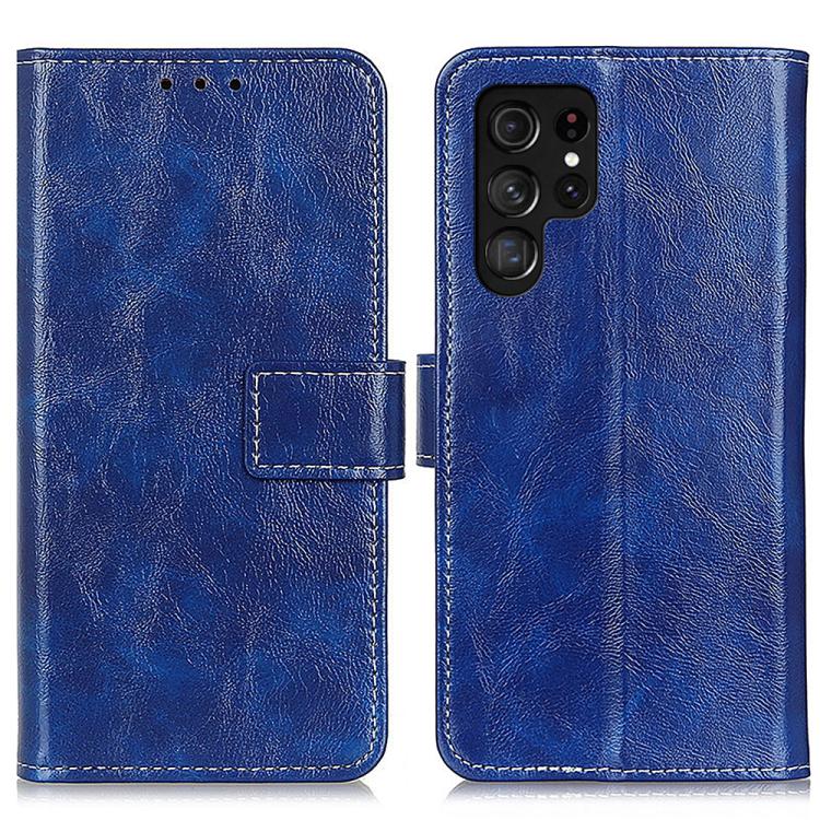 

For Samsung Galaxy S26 Ultra 5G Retro Crazy Horse Texture Leather Phone Case(Blue)
