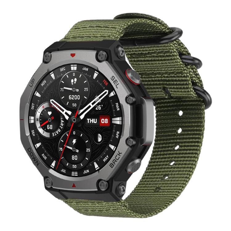

For Amazfit T-Rex 3 xDfind Ring Buckle Nylon Canvas Watch Band(Army Green)