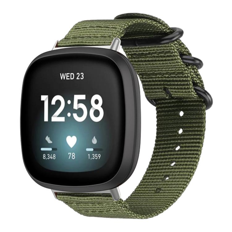 

For Fitbit Versa 4 / 3 / Sense 2 / Sense xDfind Ring Buckle Nylon Canvas Watch Band(Army Green)