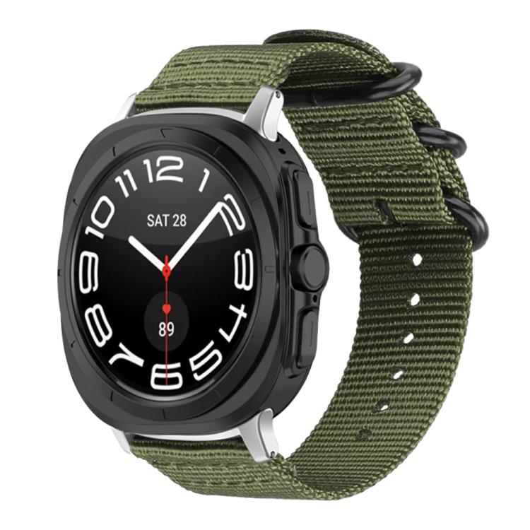 

For Samsung Galaxy Watch Ultra / Ultra 2025 xDfind Ring Buckle Nylon Canvas Watch Band(Army Green)
