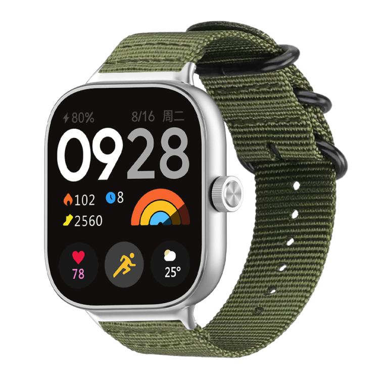

For Xiaomi Smart Band 9 Pro/8 Pro/Redmi Watch 5/4 xDfind Ring Buckle Nylon Canvas Watch Band(Army Green)