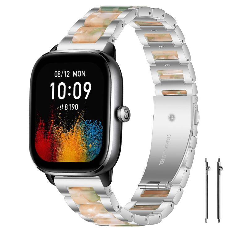 

20mm xDfind Three Beads Metal Resin Watch Band(Silver Green)