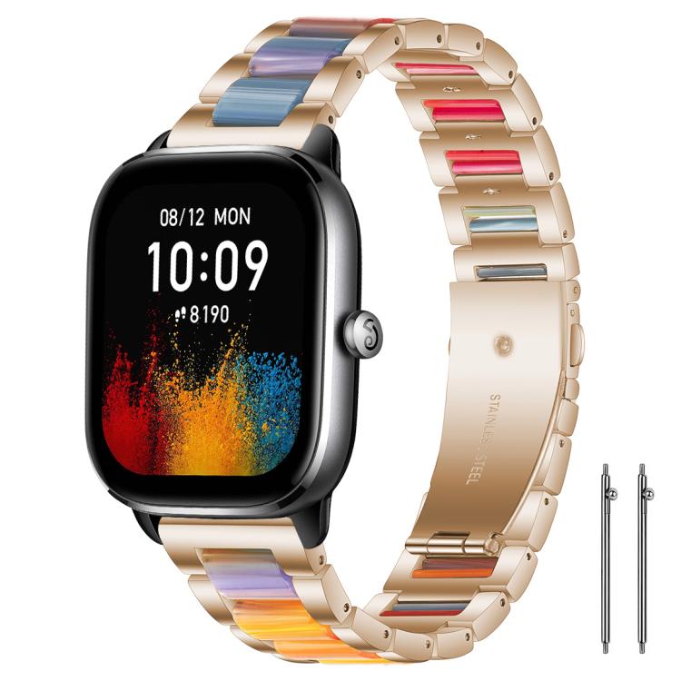 

20mm xDfind Three Beads Metal Resin Watch Band(Rose Gold Rainbow)