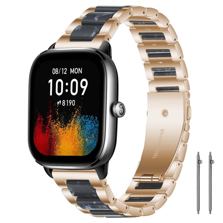 

20mm xDfind Three Beads Metal Resin Watch Band(Rose Gold Blue)