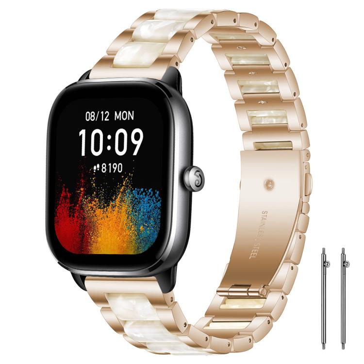 

20mm xDfind Three Beads Metal Resin Watch Band(Rose Gold White)