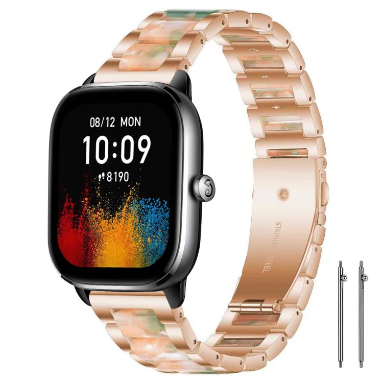 20mm xDfind Three Beads Metal Resin Watch Band(Rose Gold Green)