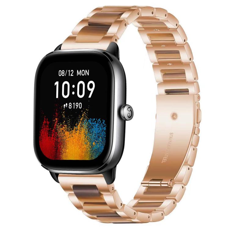 

20mm xDfind Three Beads Metal Resin Watch Band(Rose Gold Brown)