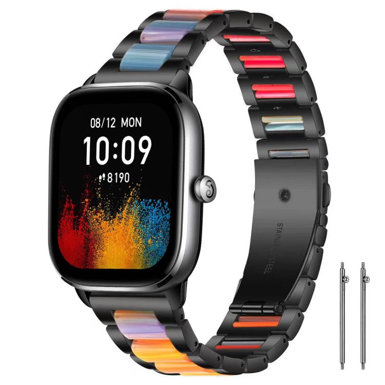 

20mm xDfind Three Beads Metal Resin Watch Band(Black Rainbow)