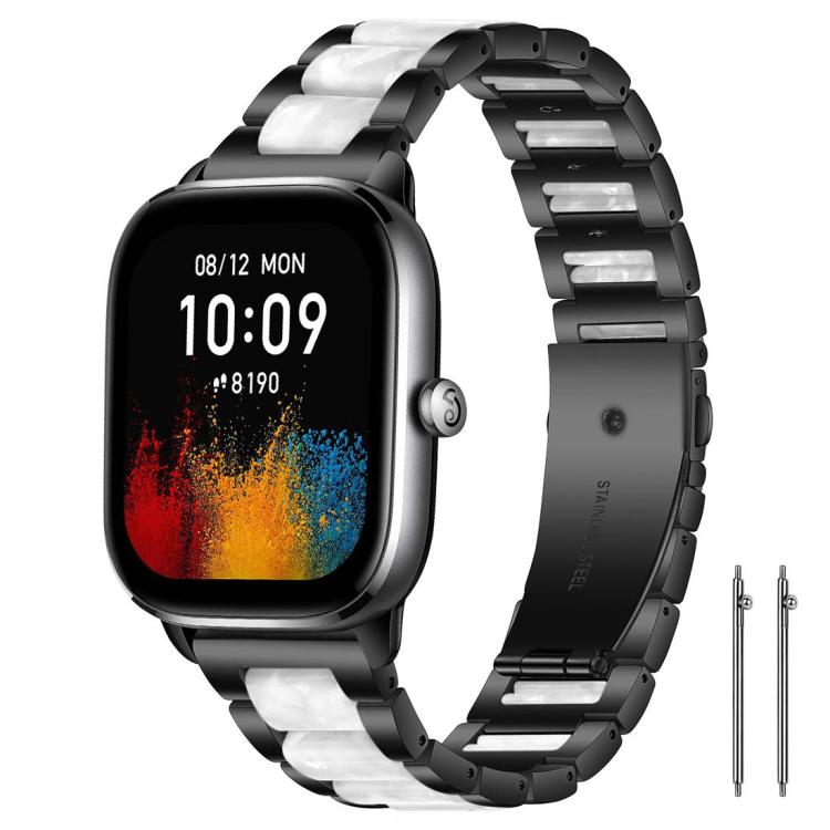 

20mm xDfind Three Beads Metal Resin Watch Band(Black White)