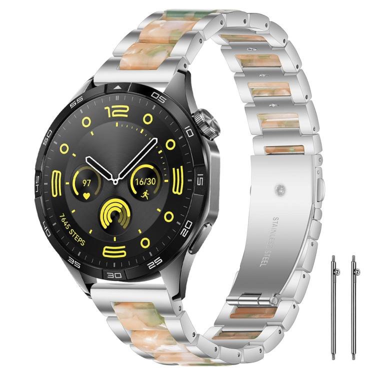 

22mm xDfind Three Beads Metal Resin Watch Band(Silver Green)