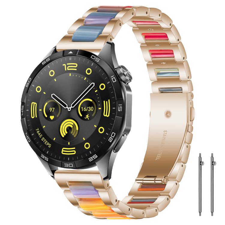 

22mm xDfind Three Beads Metal Resin Watch Band(Rose Gold Rainbow)