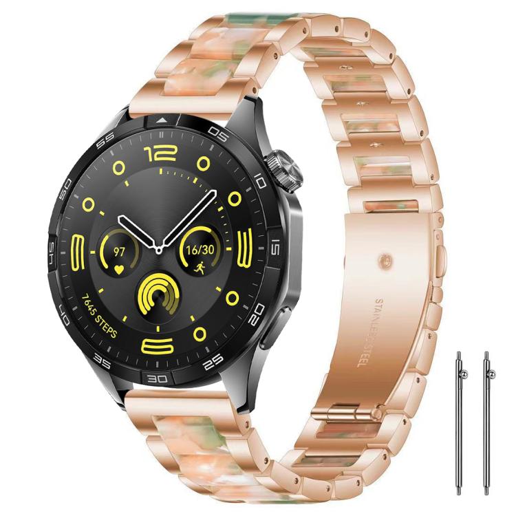 

22mm xDfind Three Beads Metal Resin Watch Band(Rose Gold Green)