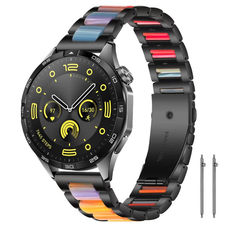 

22mm xDfind Three Beads Metal Resin Watch Band(Black Rainbow)