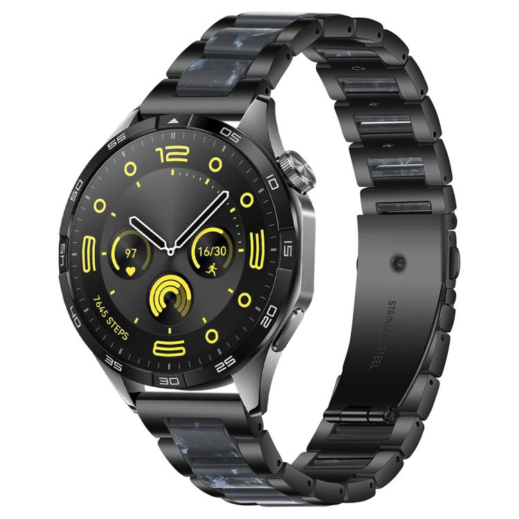 

22mm xDfind Three Beads Metal Resin Watch Band(Black Blue)
