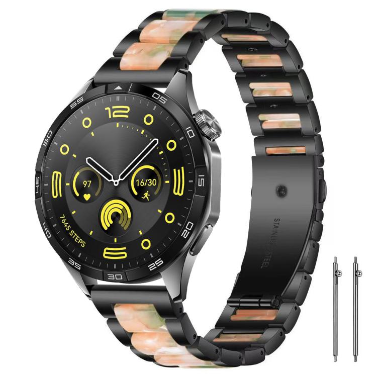 

22mm xDfind Three Beads Metal Resin Watch Band(Black Green)